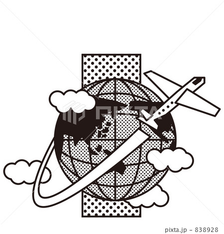 世界地図 飛行機 国際線 大陸のイラスト素材