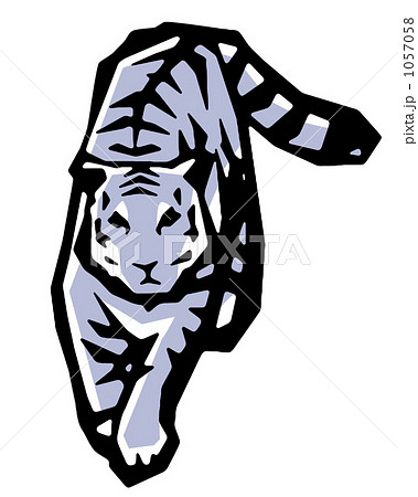 トラ 虎 切絵風 切り絵風のイラスト素材