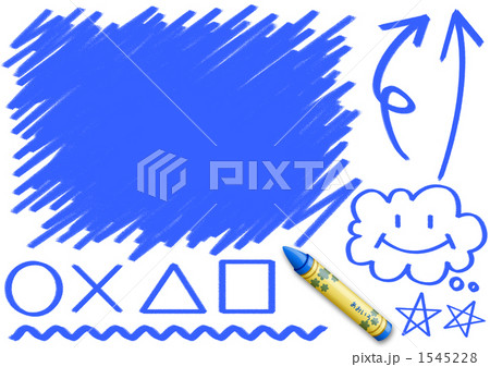 らくがき クレヨン 四角 矢印 手書き 線 雲のイラスト素材