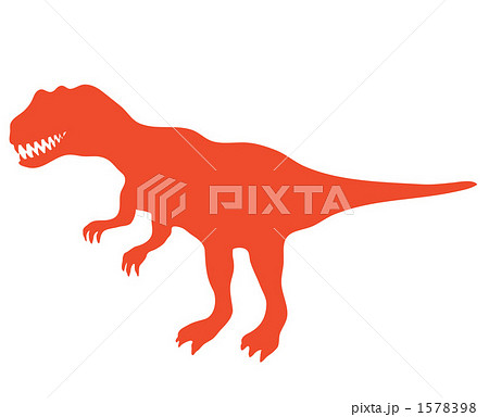 ダイナソー シンプル 横向き シルエット 恐竜 肉食恐竜の写真素材