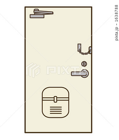 玄関ドア ドア ドアチェーン クリーム色のイラスト素材