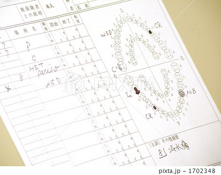 カルテ 歯科 歯式 病名の写真素材