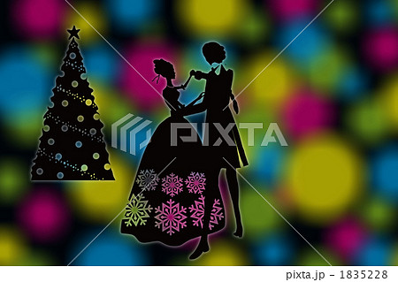 カップル シルエット 夫婦 影絵のイラスト素材