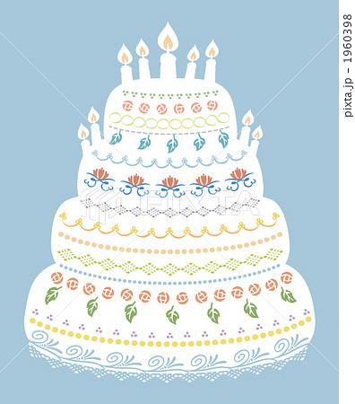 ホールケーキ ケーキ ウェディングケーキ 装飾のイラスト素材