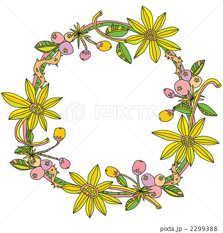 花飾り フレーム リース 花の首飾りのイラスト素材