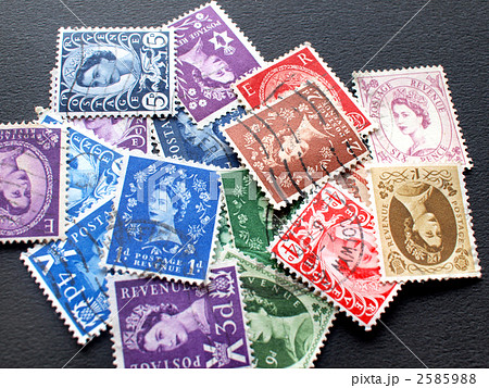 海外 ヨーロッパ イギリス 切手の写真素材