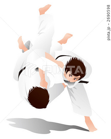 柔道 女性 武道 足技のイラスト素材