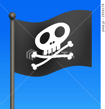 旗の紋章 海賊の旗 紋章 どくろのイラスト素材