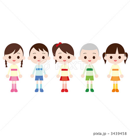 5人姉妹のイラスト素材