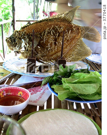 魚の丸揚げ ベトナム料理の写真素材