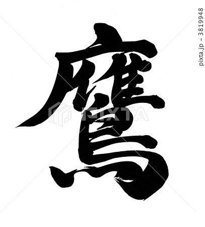鷹 筆文字 書文字 漢字の写真素材