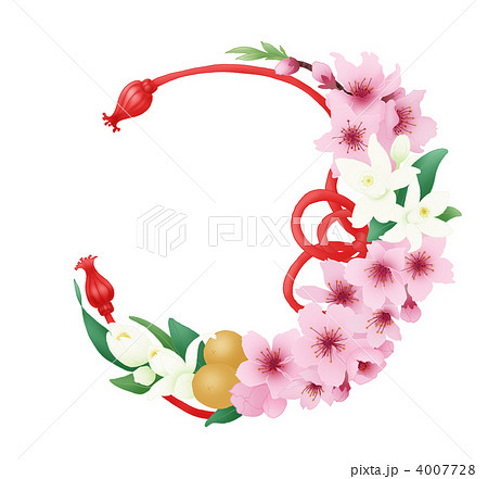 フラワーアレンジメント 花束 桃の花 イラストのイラスト素材