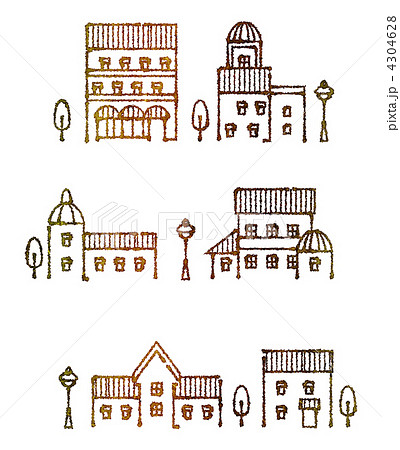 西洋建築 イラスト 建設 家 街 町並みの写真素材