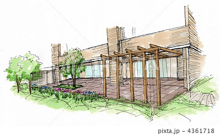 テラス 庭 専用庭 マンションのイラスト素材