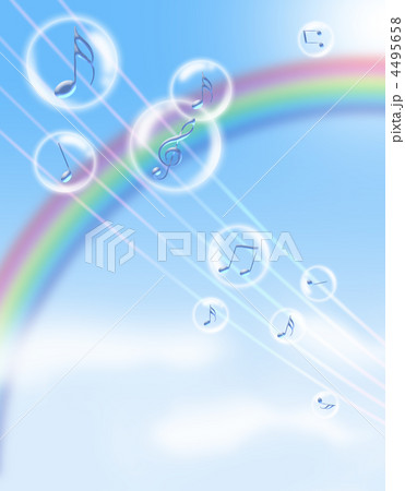 音符 青空 虹 シャボン玉のイラスト素材