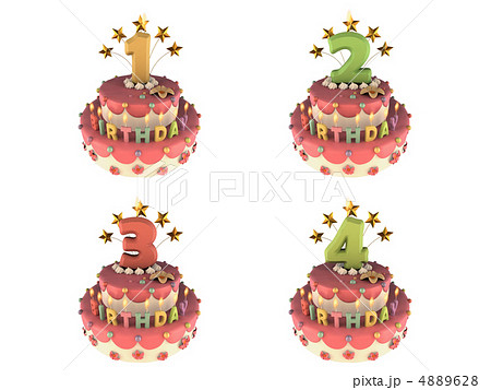 1歳 誕生日ケーキ バースデーケーキ ケーキのイラスト素材
