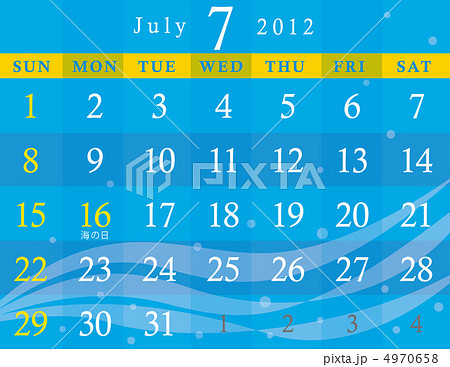 7月カレンダー カレンダー 夏のイラスト素材