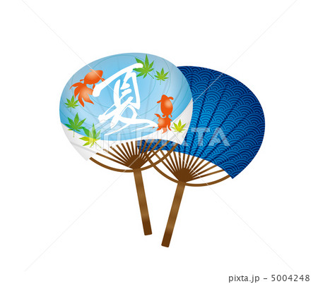 金魚柄 団扇 うちわ 夏 クールビス 和柄の写真素材