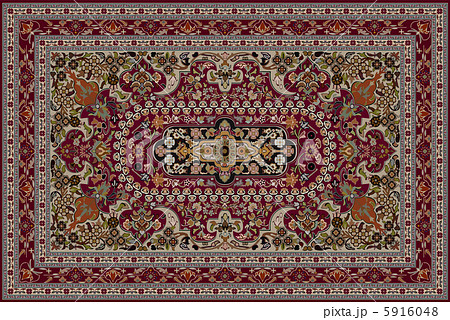 絨毯 模様 えんじ ペルシャの写真素材