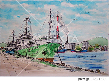 風景 水彩画 貨物船 船のイラスト素材 - PIXTA