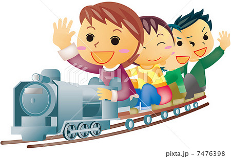 ミニslに乗った子供 機関車イラストの写真素材