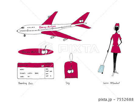 キャビンアテンダント 旅客機 乗り物 飛行機のイラスト素材