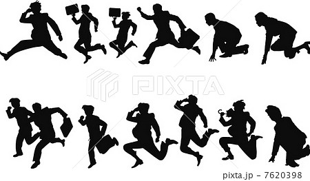 走るビジネスマンシルエットのイラスト素材