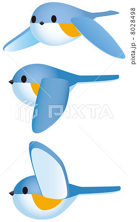 ルリビタキ 青い鳥 飛ぶ鳥 可愛いのイラスト素材