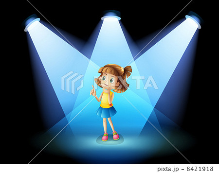 A Girl Standing In The Spotlightのイラスト素材
