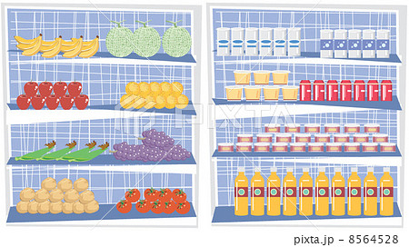 陳列棚 食べ物 商品 棚のイラスト素材