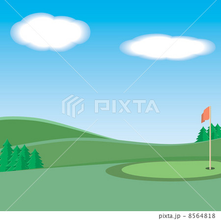 イラスト グリーン ゴルフ場 ゴルフコースの写真素材 Pixta