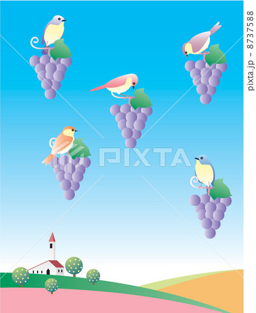 鳥 小鳥 葡萄 イラストのイラスト素材 - PIXTA