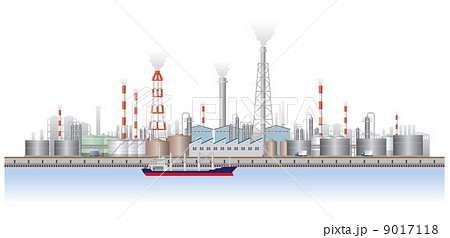 石油化学コンビナートのイラスト素材