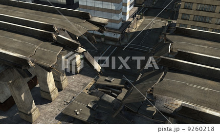 震災瓦礫 都市のイラスト素材
