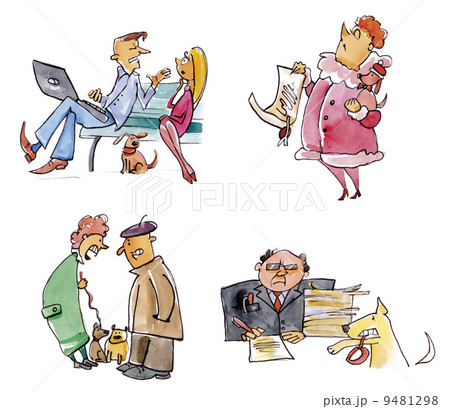 会議 サラリーマン 犬 動物のイラスト素材