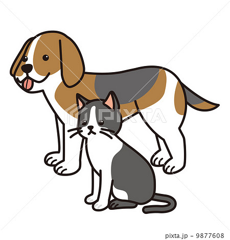 犬 動物 猫 白抜きのイラスト素材