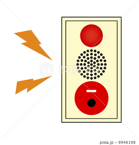 警報機 火災報知器 報知器 赤色灯の写真素材 Pixta