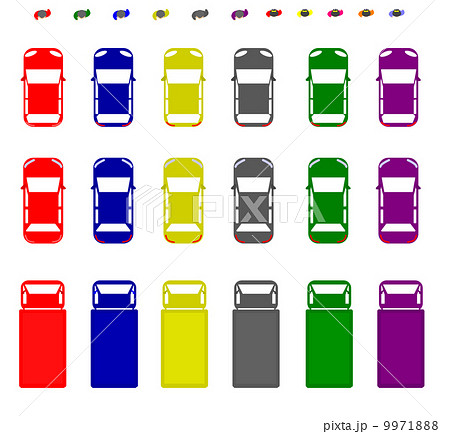 車 平面 乗用車 人間のイラスト素材