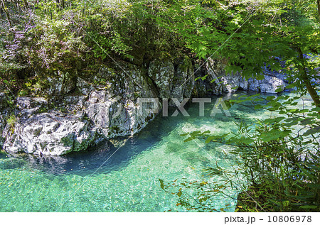 木曽郡大桑村 きれいな川の写真素材