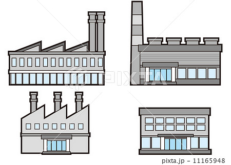 工場 町工場 製作所 生産工場 イラストのイラスト素材
