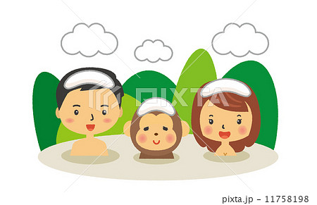 温泉の猿のイラスト素材