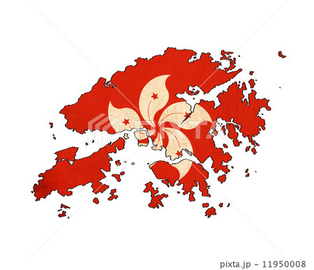 ホンコン フラグ 香港 地図の写真素材