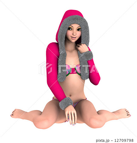 パーカー 女性 フード アイドルのイラスト素材