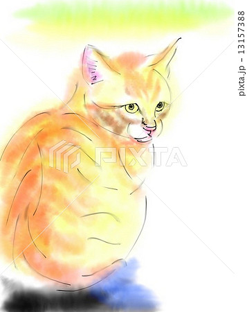 後姿 ねこ イラスト 一匹のイラスト素材