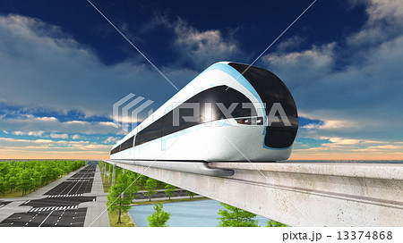 モノレール 未来 高速 乗り物のイラスト素材