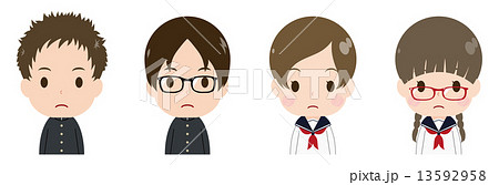 メガネ 高校生 真面目 男子高校生の写真素材