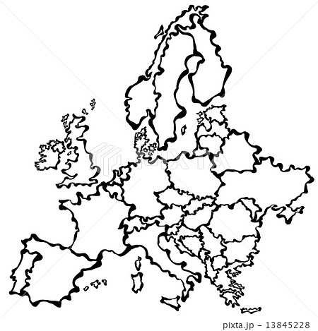 ヨーロッパ 地図 国境 白地図のイラスト素材