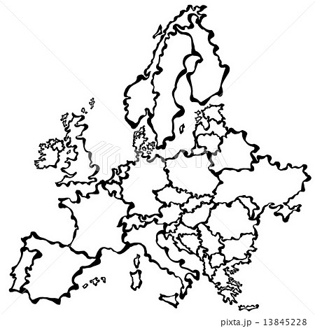 ヨーロッパ 地図 国境 白地図の写真素材