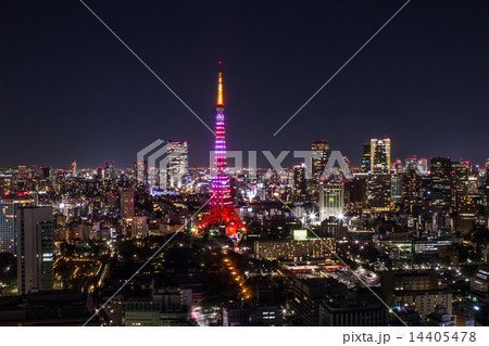 ライトアップ バレンタイン ダイヤモンドヴェール 東京タワーの写真素材