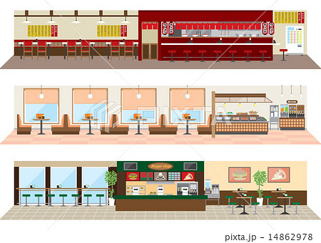 店内 ベクター 食事 レストランのイラスト素材